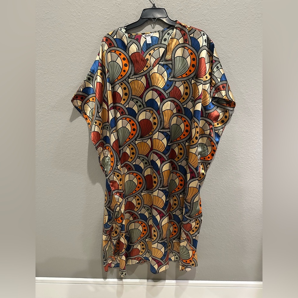 Winlar satin feel house dress kaftan maxi dress one size EUC